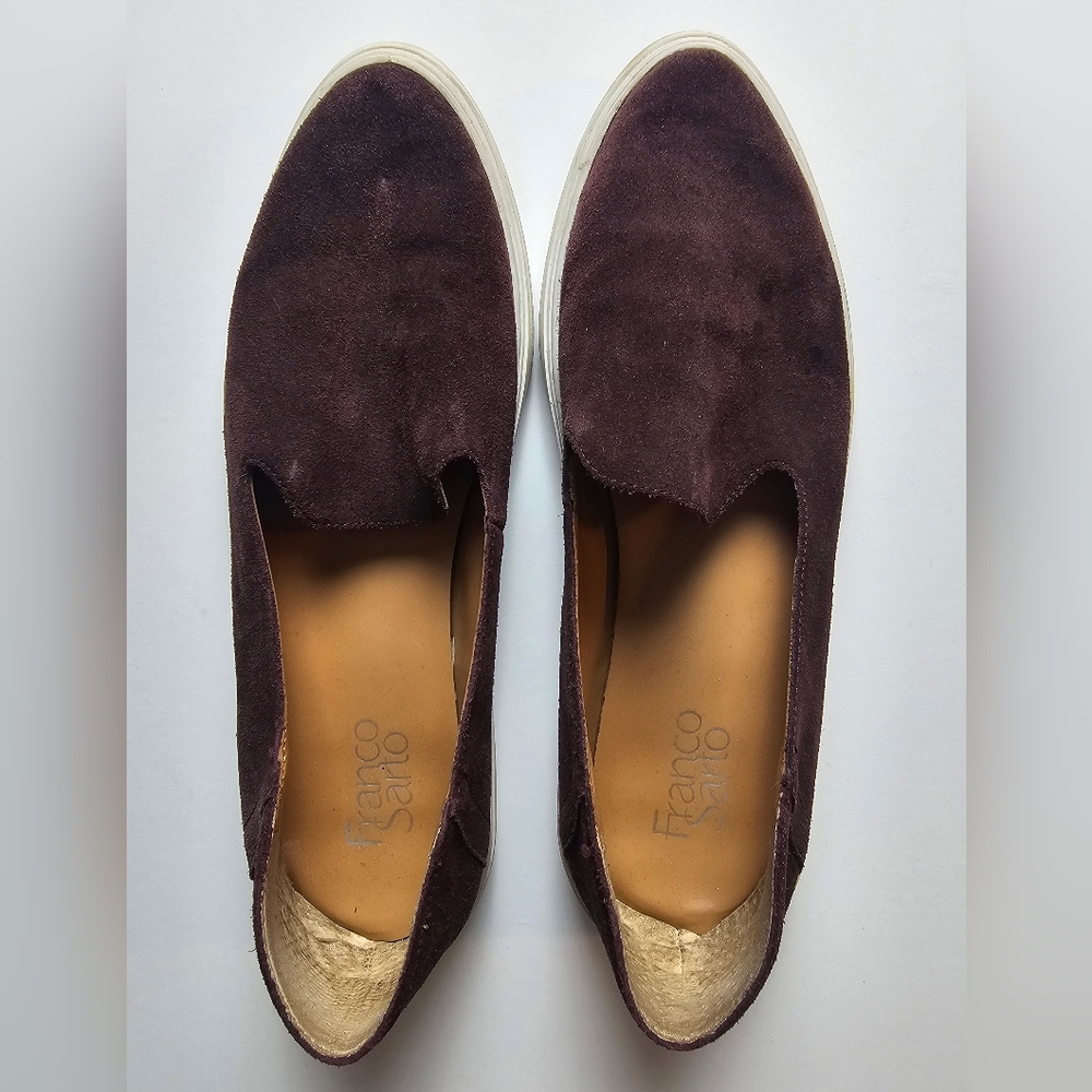 Franco Sarto Mitchell Maroon Burgundy Suede Slip On Sneaker Loafers 10M